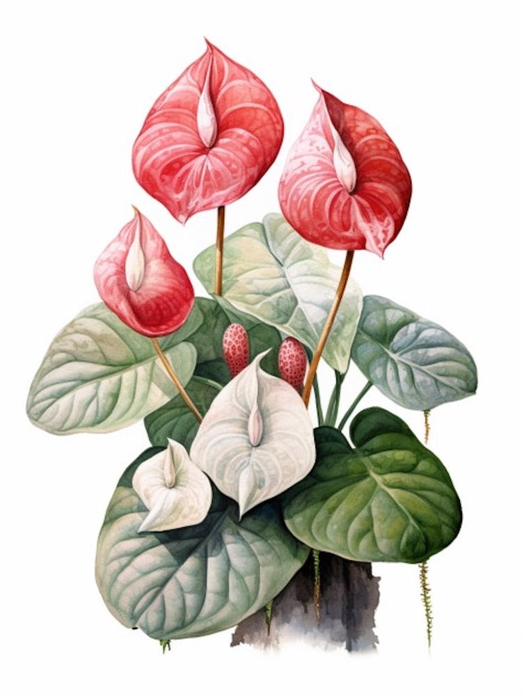 Beehive With Anthurium Flower Watercolour Illustration 1