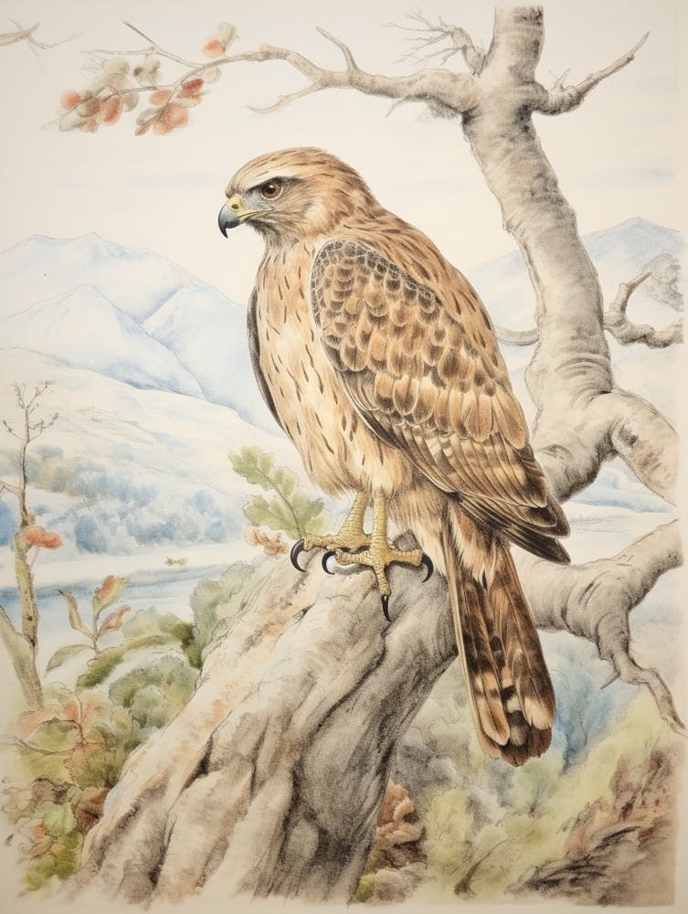 Storybook Animal Watercolour Hawk 1