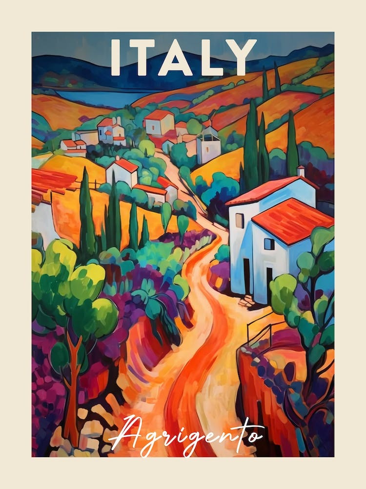 Agrigento Italy 3 Fauvist Painting  Travel Poster