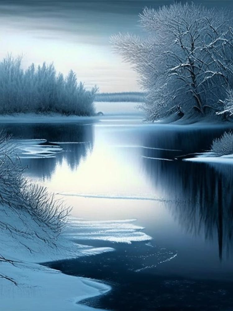Frozen Lake Waterscape Crayon 1