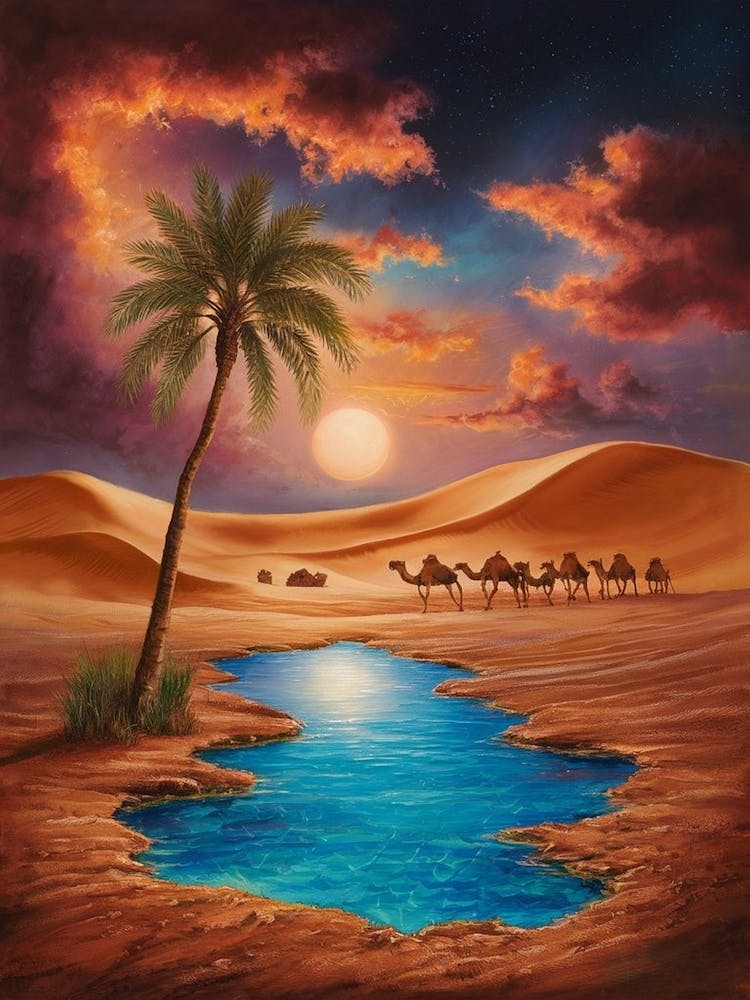 Camels In The Desert