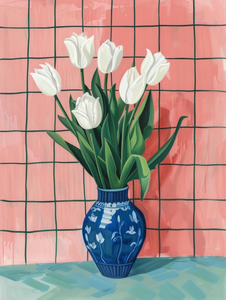 Tulips In A Blue Vase 1