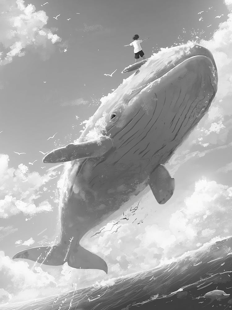 Boy Riding A Whale