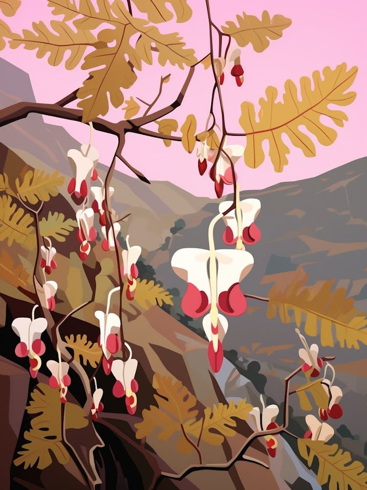 Bleeding Heart Dicentra 1 Flower Painting