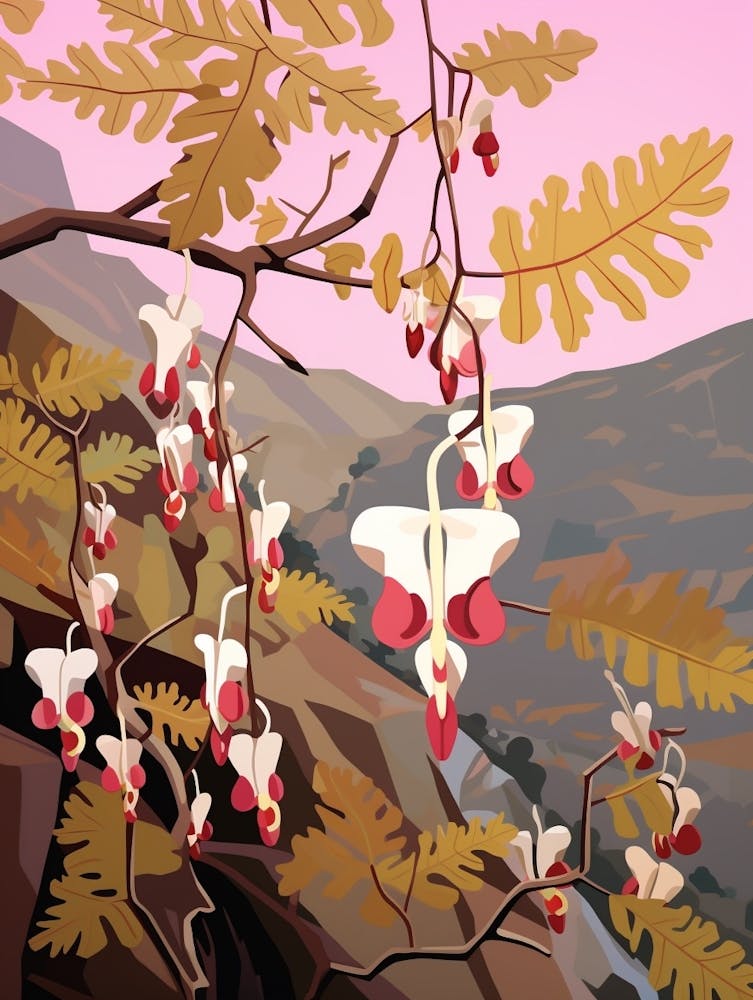 Bleeding Heart Dicentra 1 Flower Painting