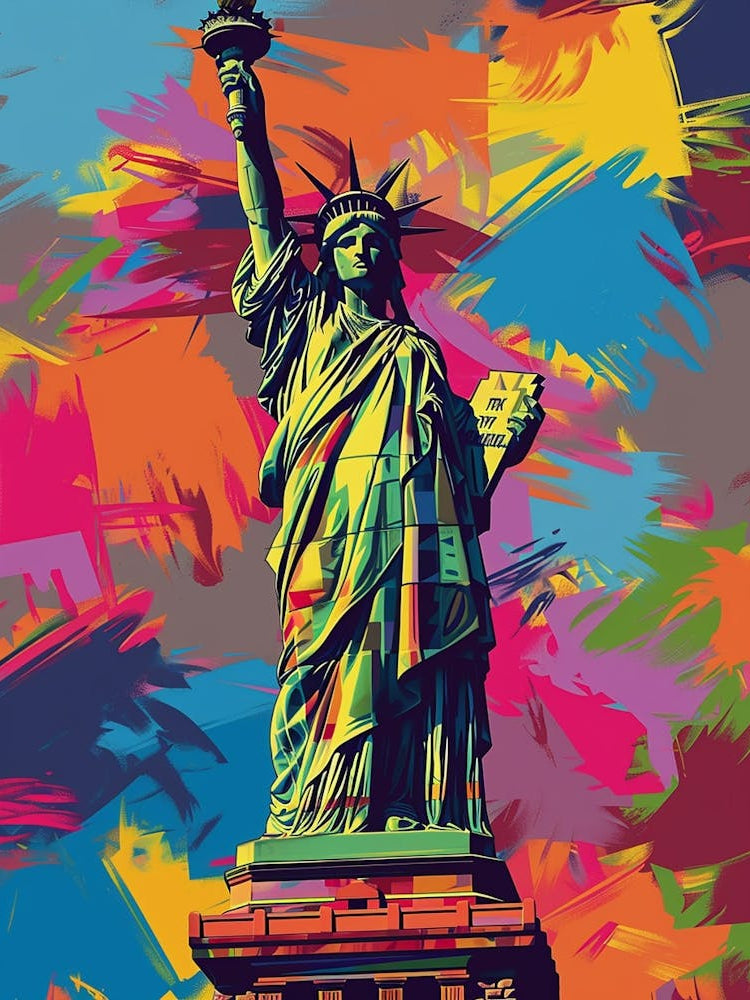 Statue Of Liberty New York Colourful Silkscreen Illustration 2