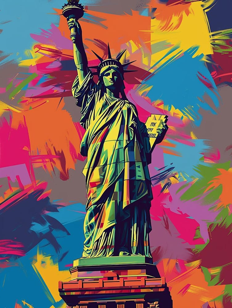 Statue Of Liberty New York Colourful Silkscreen Illustration 2