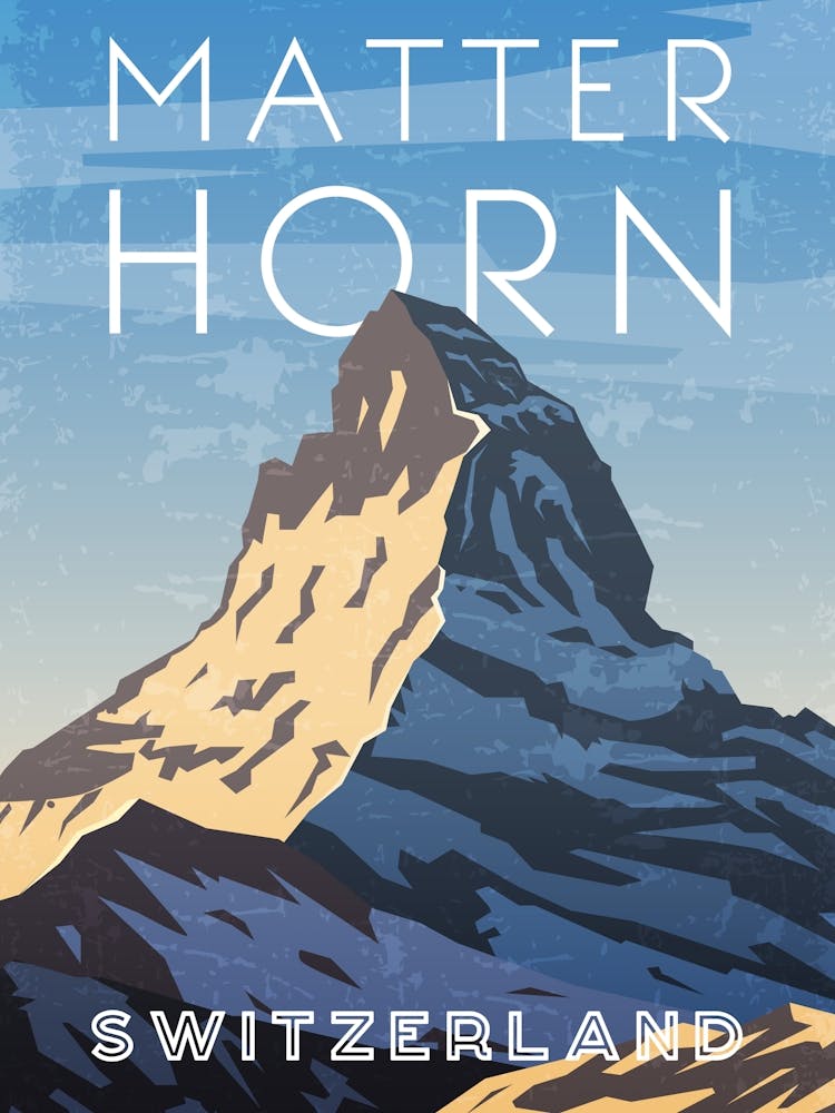 Matter Horn, Switzerland — Retro travel minimalist poster