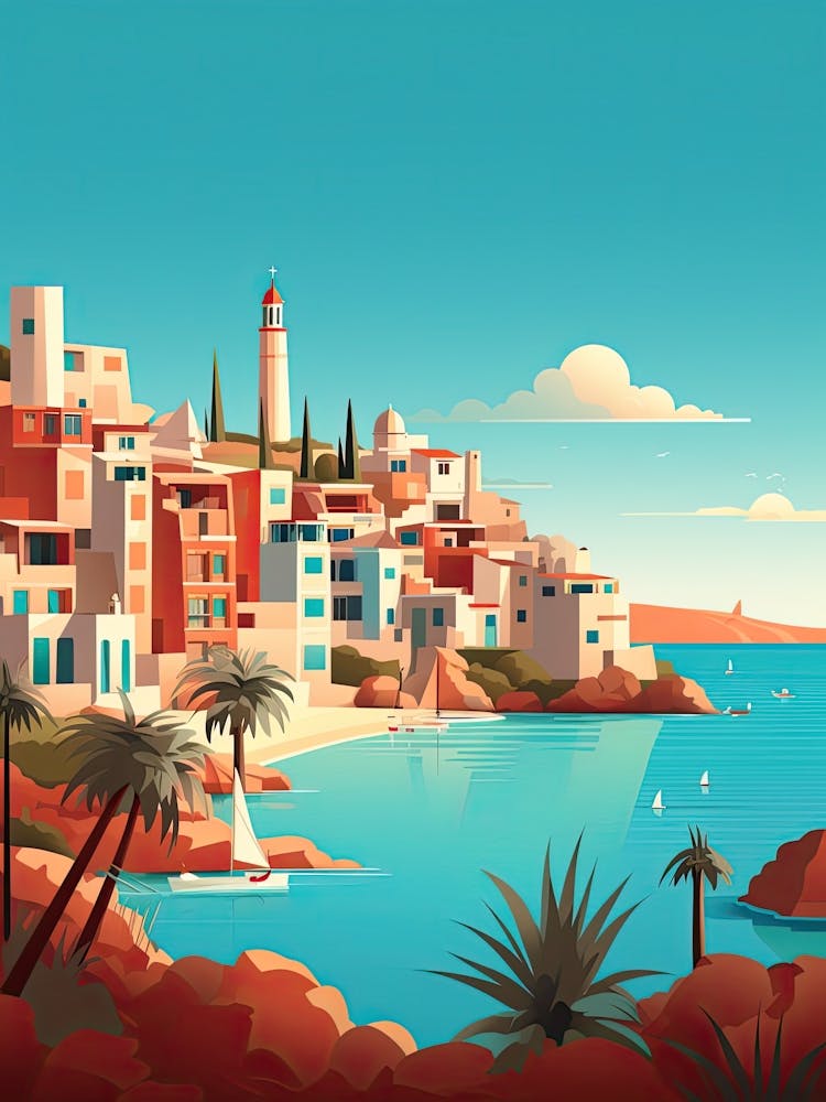 Ibiza, Spain, Flat Illustration 4