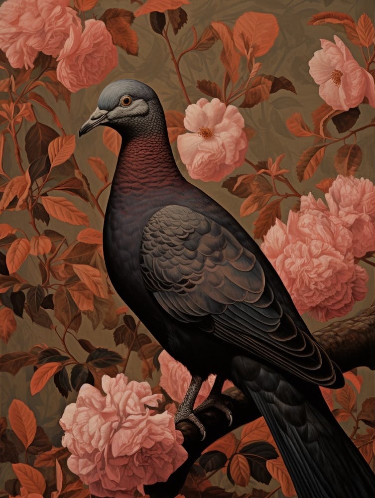 Dark And Moody Botanical Pigeon 4