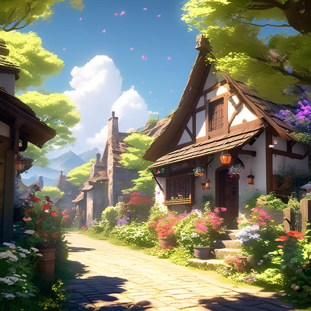 Rustic Village Scene Ethereal Heavenly Glow Incorporating Styles Of Greg Rutkowski Loish Rhads