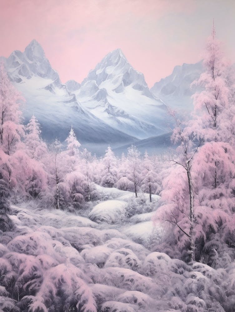 Dreamy Winter Painting Grand Teton National Park United States 2