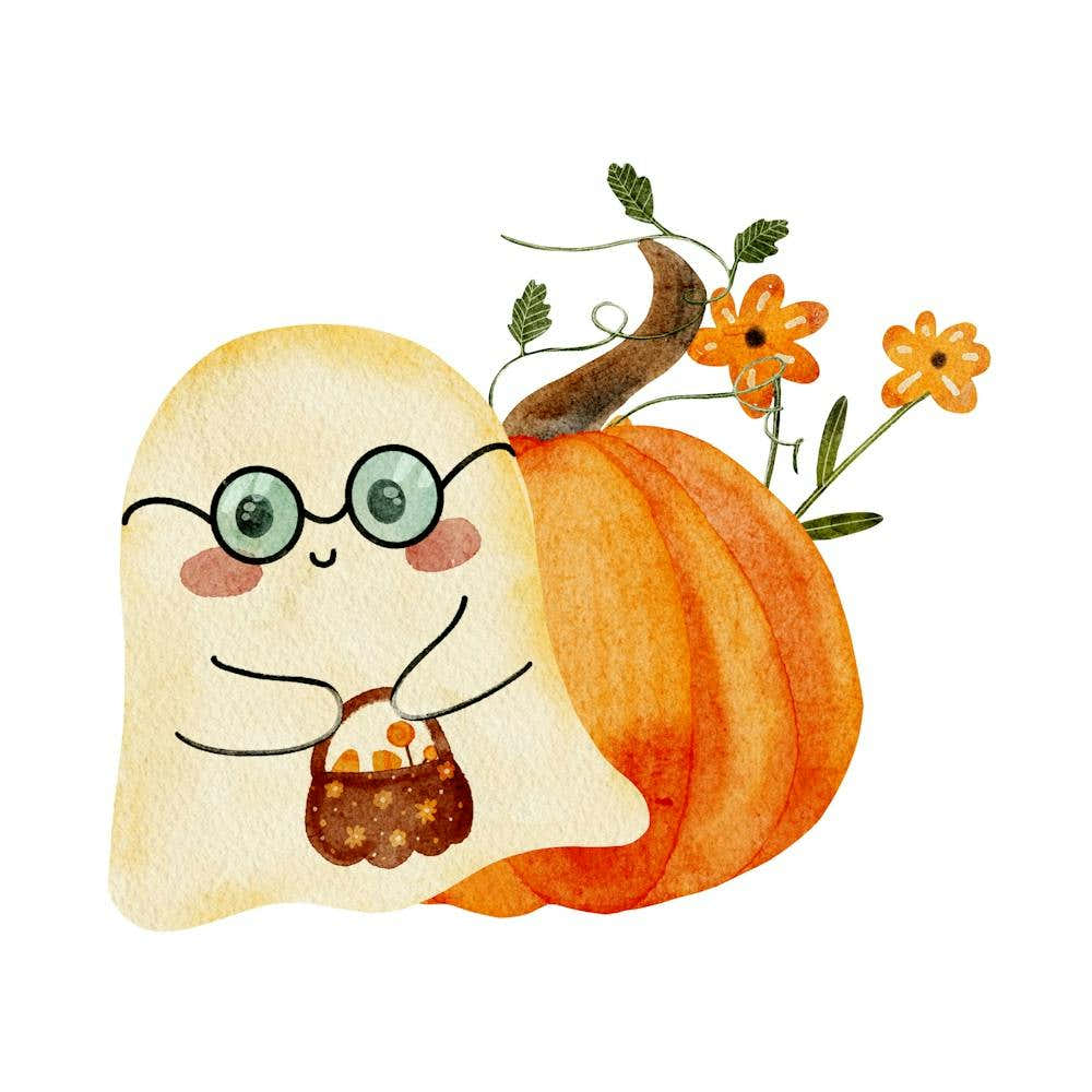 Adorable trick or treat Ghost Pumpkin