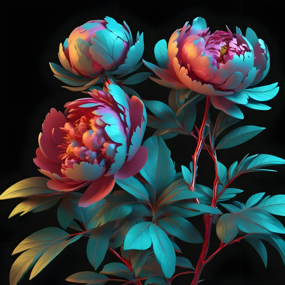 A Nocturnal Ballet of Spectral Peonies