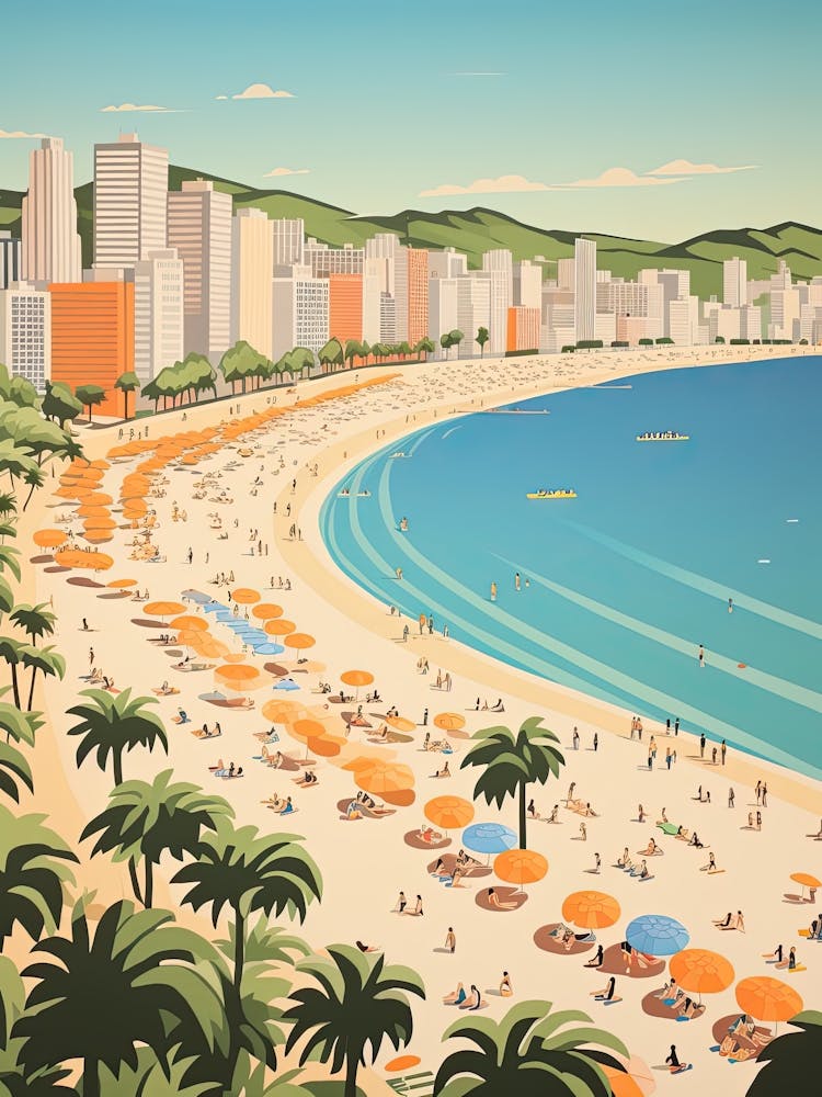 Copacabana Beach, Brazil, Graphic Illustration 2
