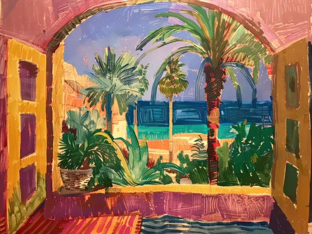 Mallorca From The Window View Painting 2