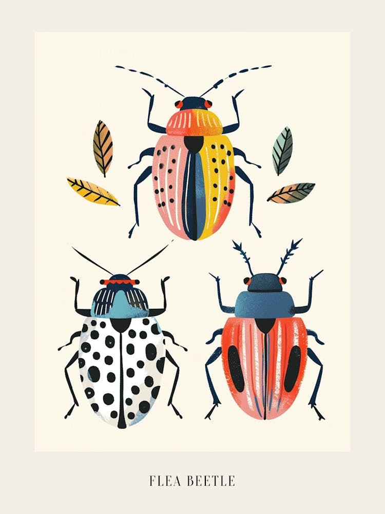 Colourful Insect Illustration Flea Beetle 8 Poster