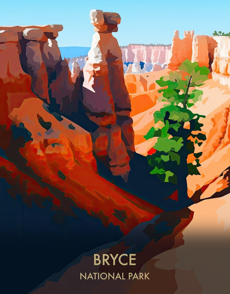 Bryce Canyon Park Travel Poster Matisse Style 3