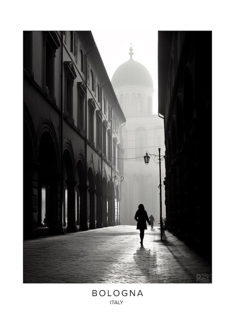 Poster Of Bologna, Italy, Black And White Analogue Photography 3