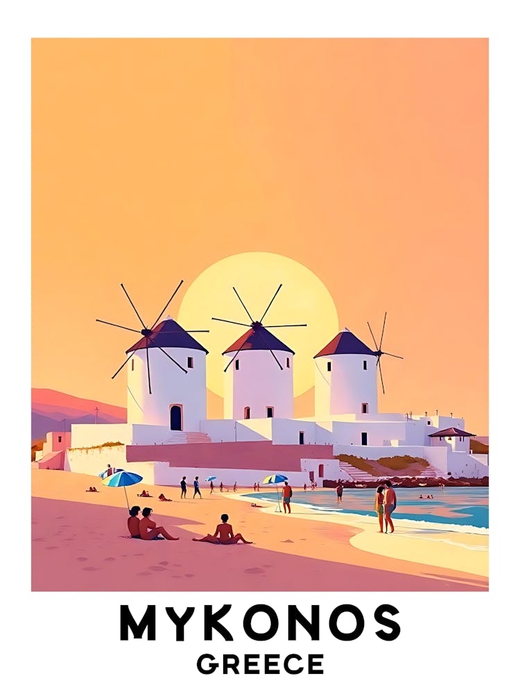 Mykonos - Griechenland Vintage Reiseposter 6