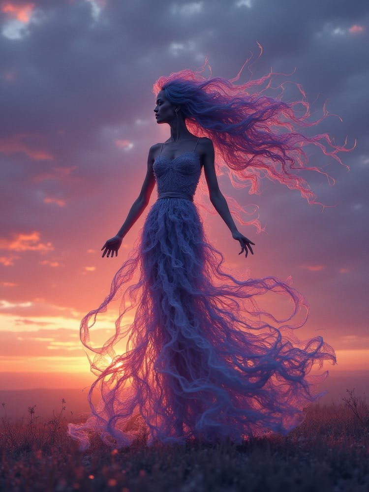 Portrait Of A Girl At Sunset