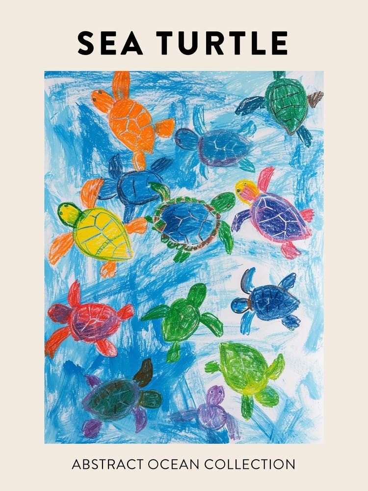 Abstract Sea Turtle Crayon Doodle Pattern 2