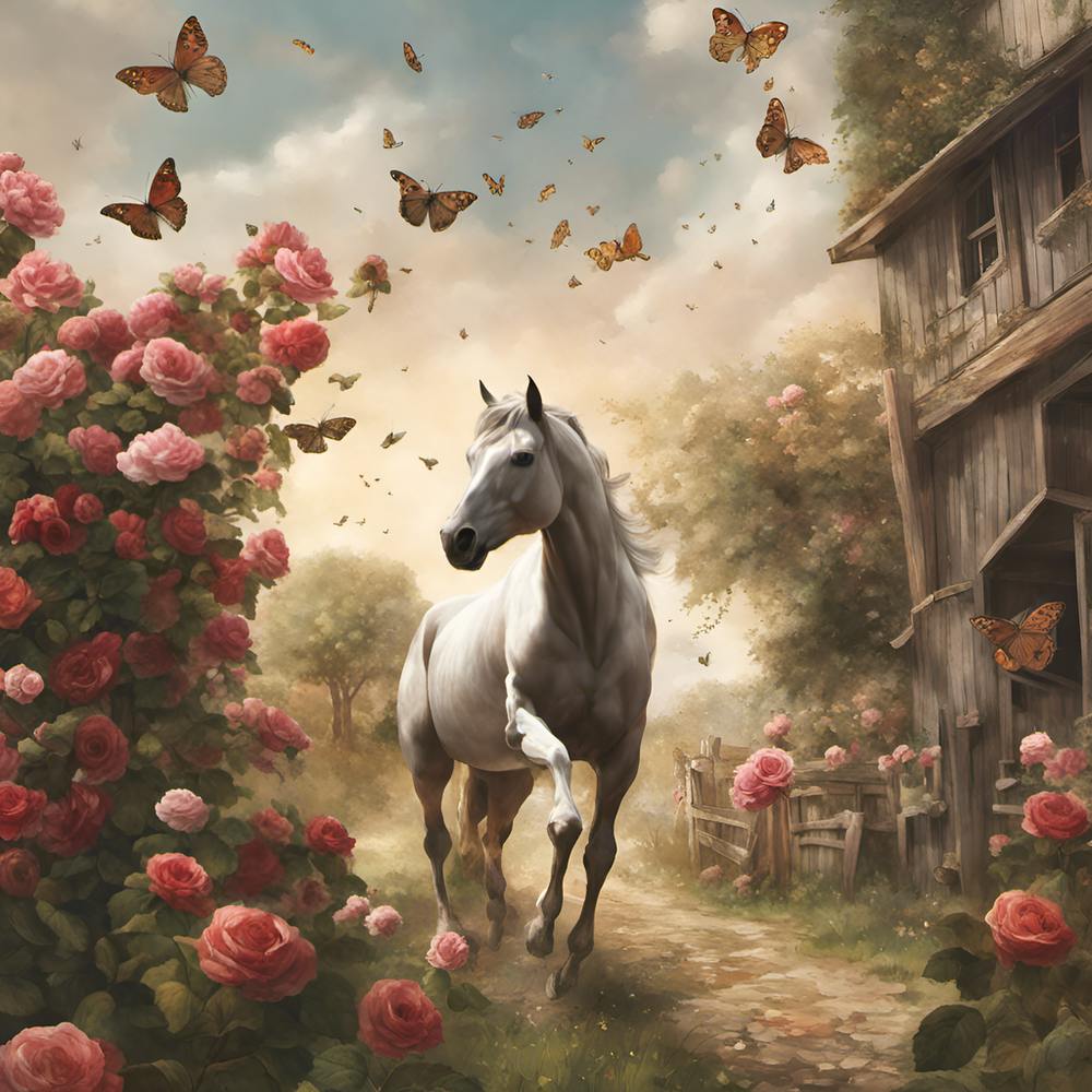 Horse in garden