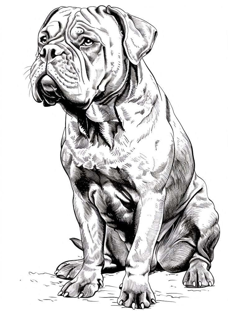 Dogue De Bordeaux Line Sketch 3