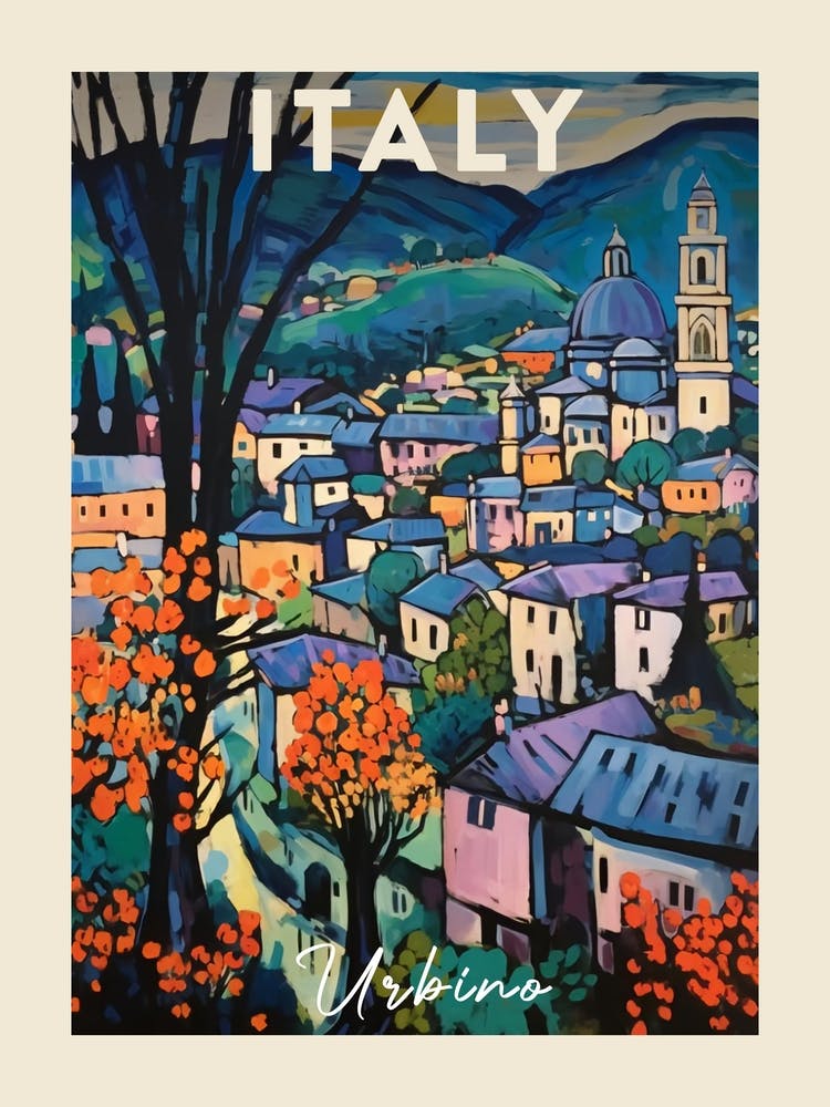 Urbino Italy 1 Fauvist Painting Travel Poster