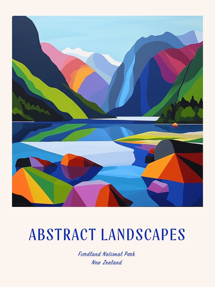 Colourful Abstract Fiordland National Park New Zealand 4 Poster Blue
