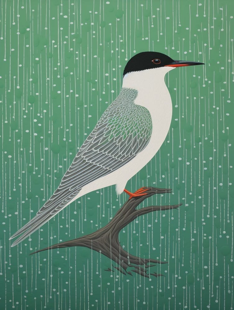 Ohara Koson Inspired Bird Painting Common Tern 3