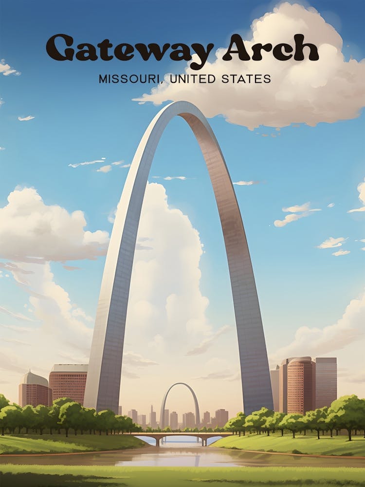 Gateway Arch Missouri Monument Travel Art Illustration