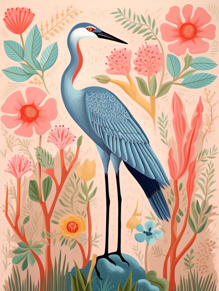 Pink Scandi Great Blue Heron 6