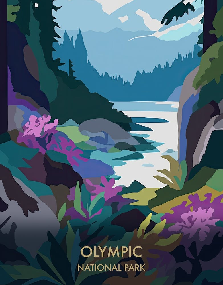 Olympic National Park Reiseposter Matisse-Stil 7