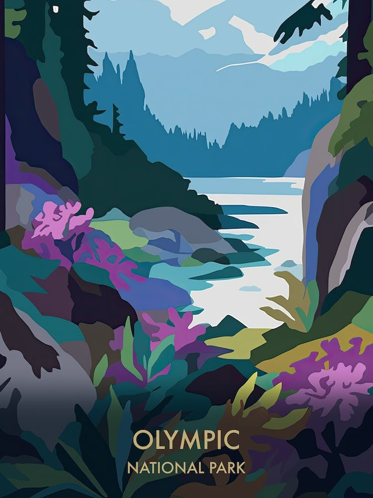 Olympic National Park Travel Poster Matisse Style 7
