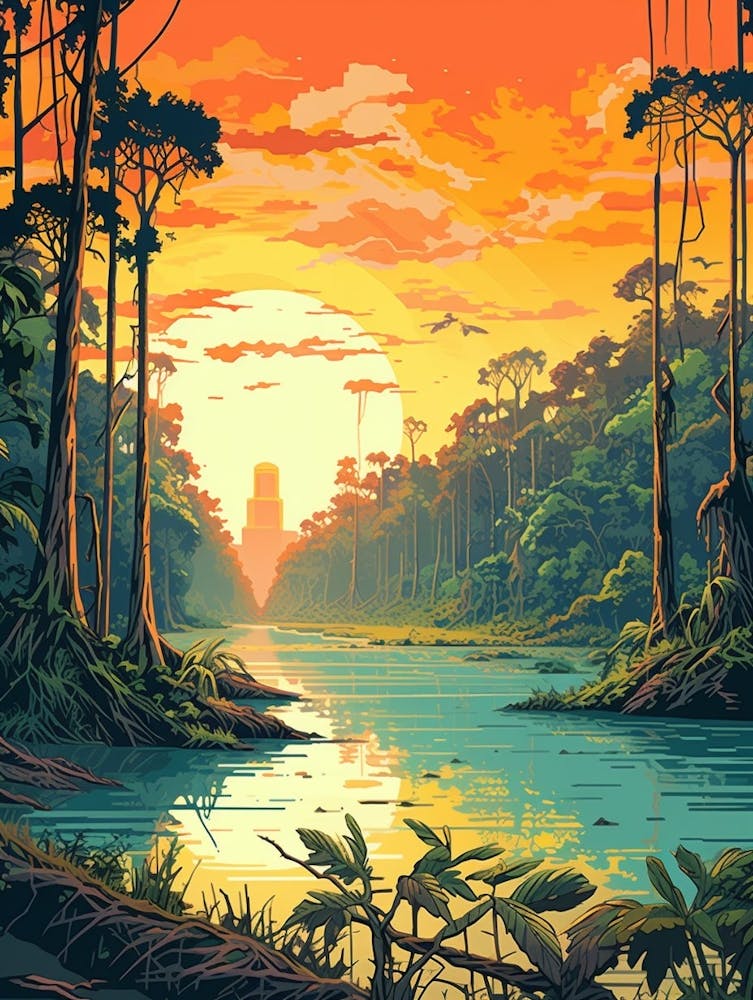 Sundarbans Danum Valley Conservation Area Pixel Art 4