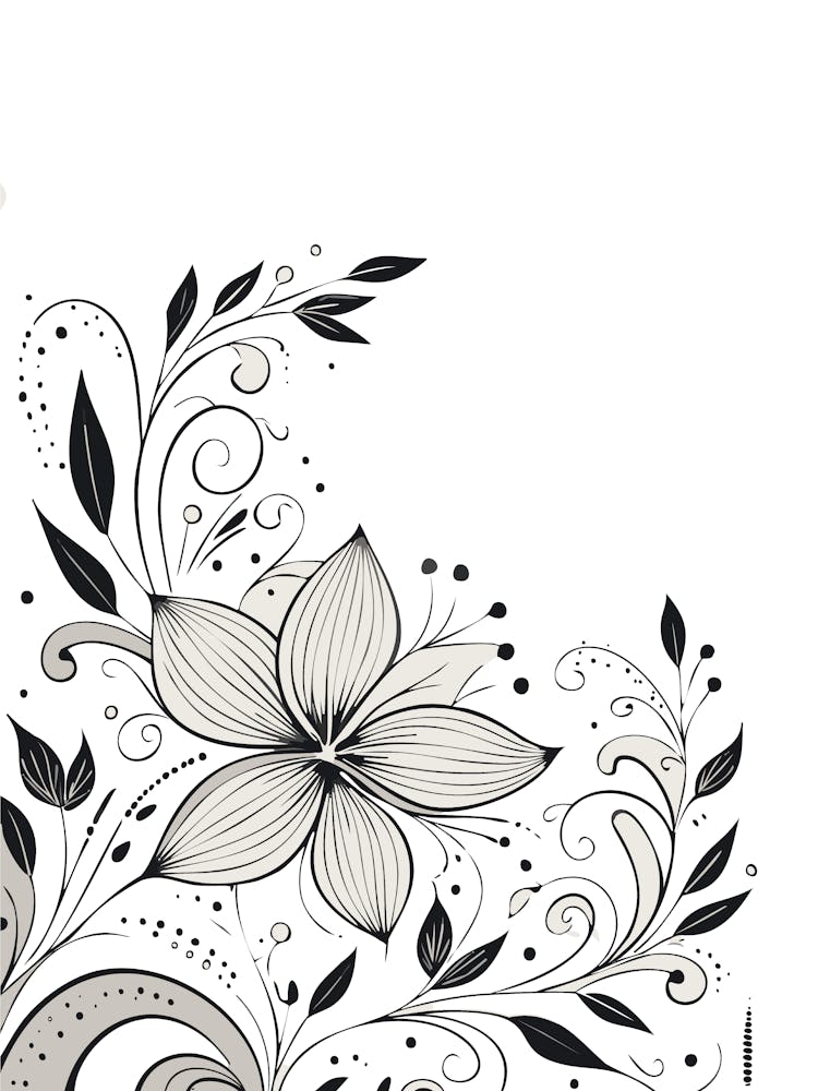 Design Floral Élégant Noir et Blanc 1
