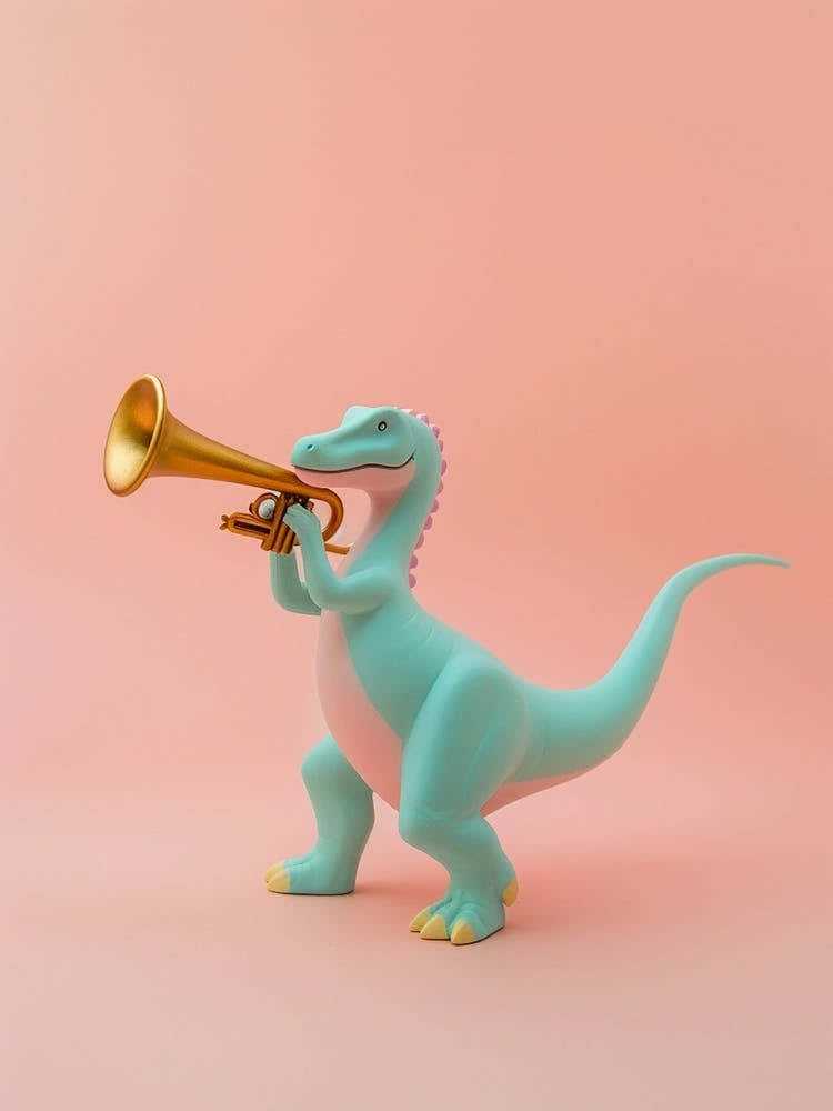 Pastel Toy Dinosaur Playing The Trumpet 2