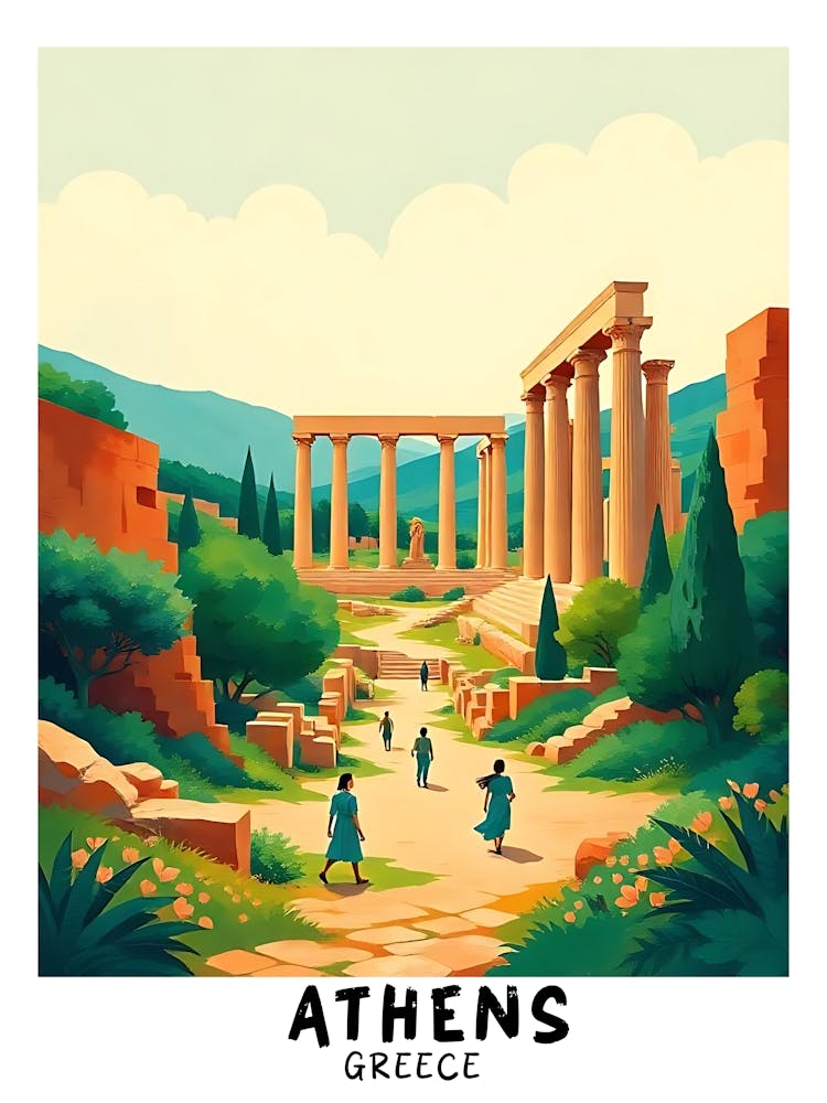 Athens Greece Vintage Travel Poster 4