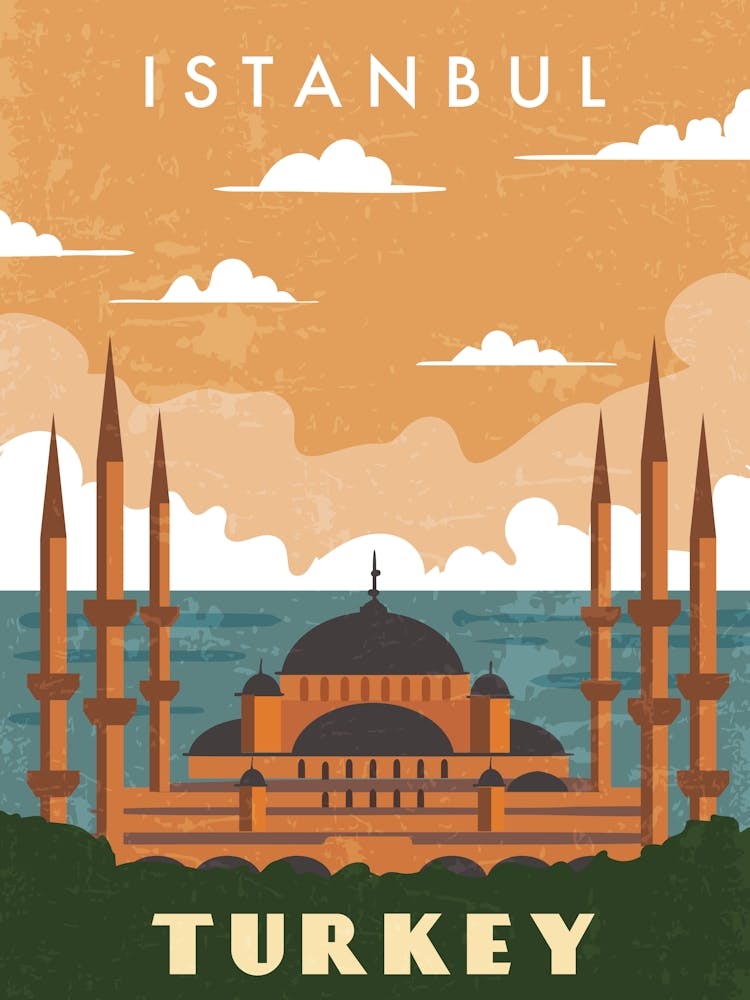 Istanbul, Turkey — Retro travel minimalist poster 5