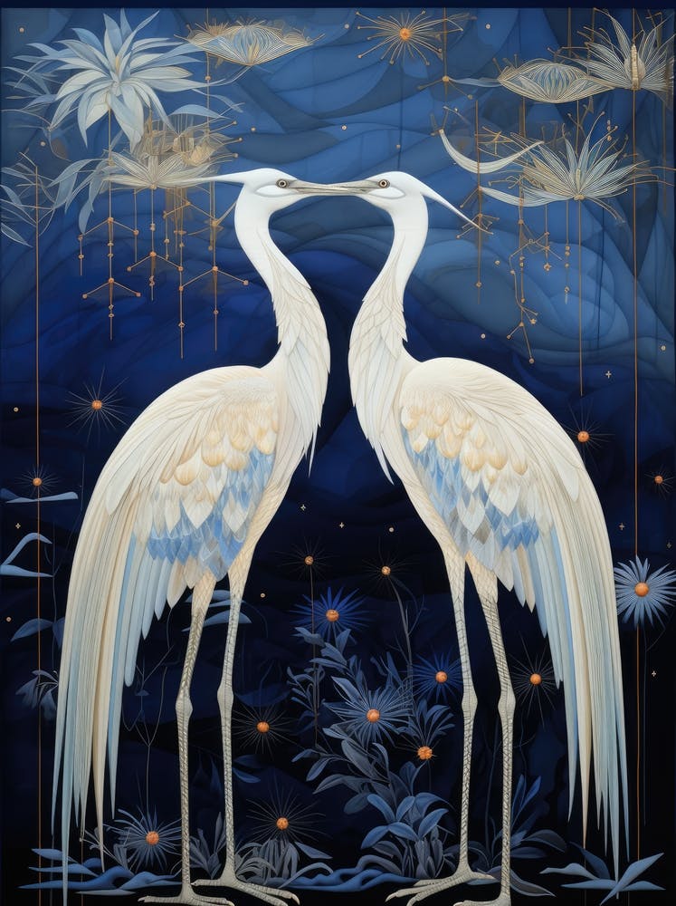 Two Cranes At Night