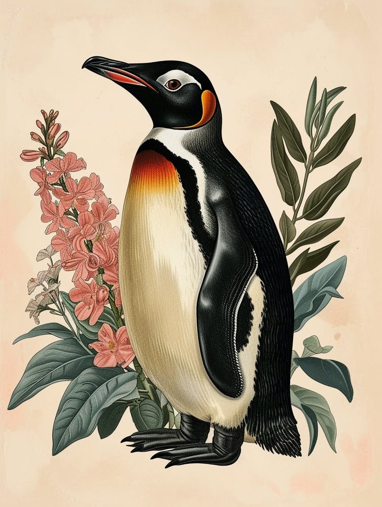 Adlie Penguin Isabela Island Vintage Botanical Painting 4