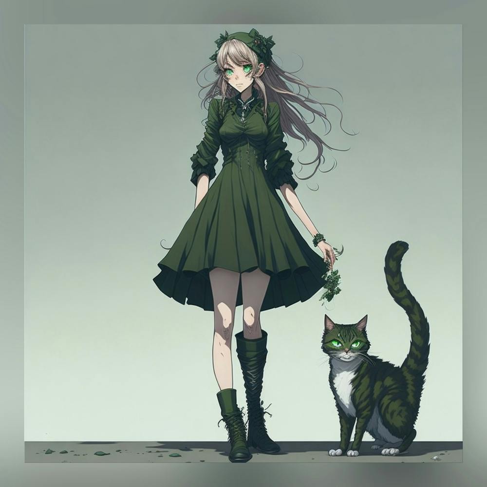 Anime Girl And Cat