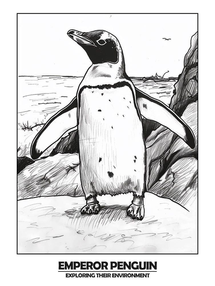 Pinguin Erkundet Seine Umgebung Poster