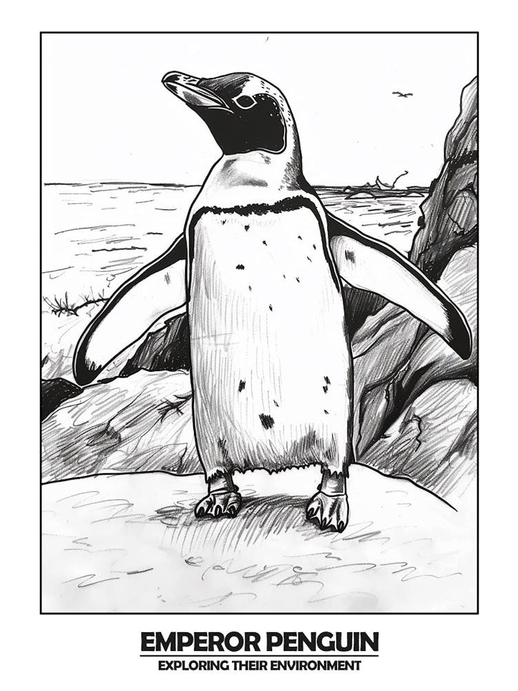 Penguin Exploring Their Environment Poster