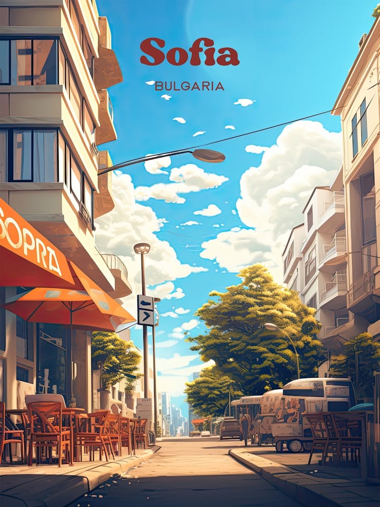 Sofia Bulgaria Daytime Digital Travel Illustration