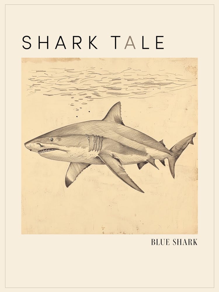 Bull Shark Vintage Illustration 4 Poster