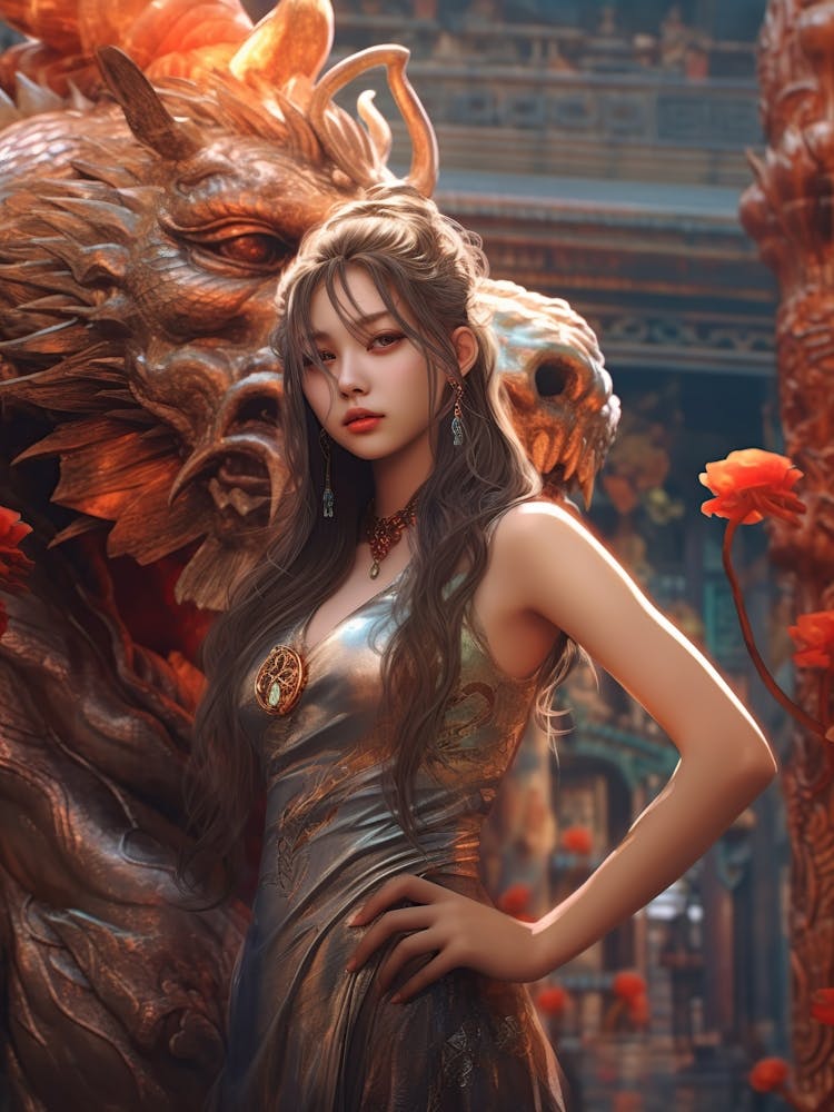 Chinese Girl With Dragon 13