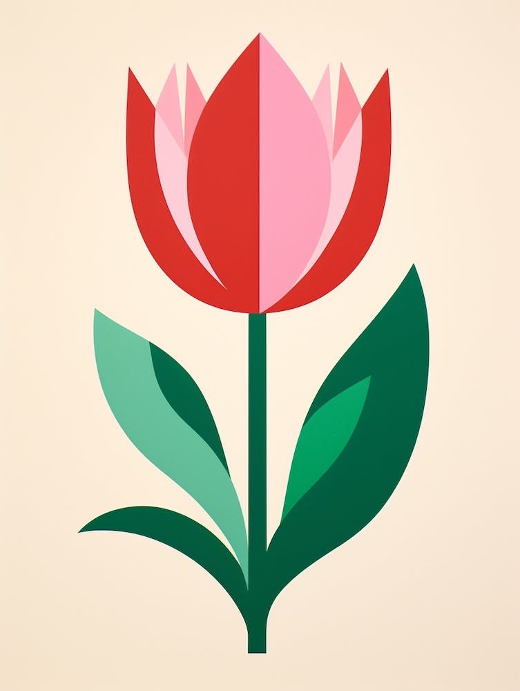 Cut Out Style Flower Art Tulip 4