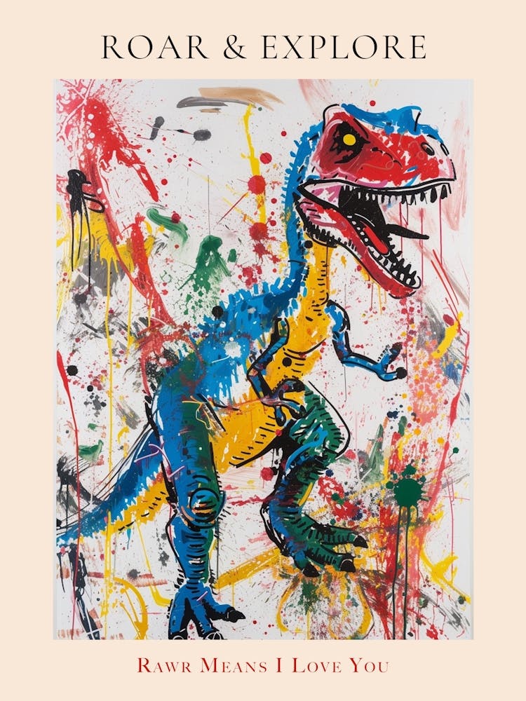 T Rex Paint Splash Graffiti Poster